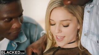A sexy blonde, Kali Rose, is passed around by six black men