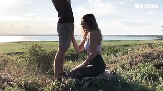 A girl is having fun with her boyfriend outdoors, exploring their passion in nature