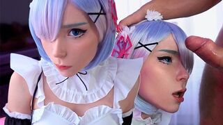 Kawaii Maid Cosplay, the cutest maid giving the best deepthroat blowjob