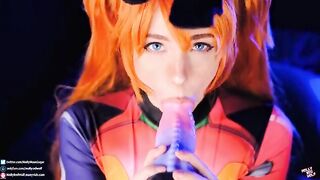 Young floozie Asuka Langley gets her pussy full of sticky cum