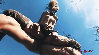 The guy was fucking the cute girl in the fresh air