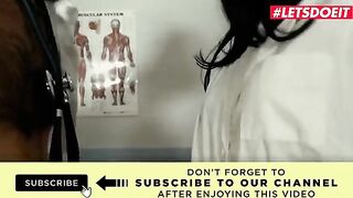 Two petite teens get their tight pussies smashed by a horny doctor