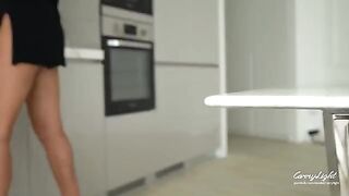 Step mom caught step son jerking off and helped him to cum quick in her panties