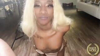 Skinny midget beauty Mini Stallion gets her pussy railed hard