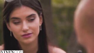 Shy brunette Stefany, a VIXEN model, loses control with Alberto in a steamy scene