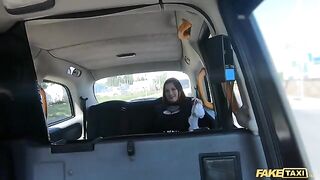 Fake Taxi Sabien Demonia in Fishnets gets fucked by a big cock with her big natural tits out