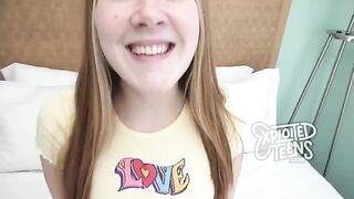 Redhead with freckles and bright pubic hair has sex on cam