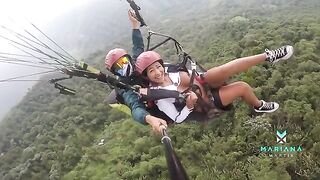 Colombian actress Mariana Martix squirts while paragliding over the sea in a thrilling scene