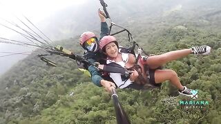 Colombian actress Mariana Martix squirts while paragliding over the sea in a thrilling scene