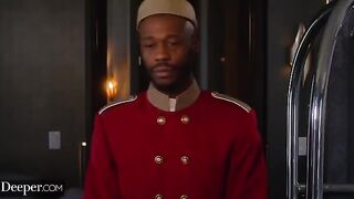 Petite bride-to-be Jazmin gets extra special hotel service in a sensual scene
