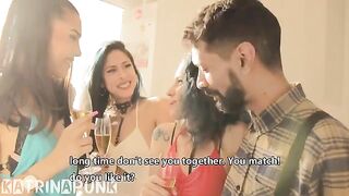 She got fucked by her workmates at the party