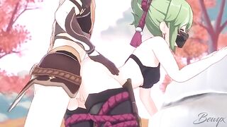 Kuki Shinobu gets her pussy railed in doggy by Genshin Impact fucker