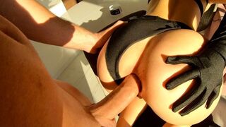 The cute girl is asking for anal sex and she gets it with intense action