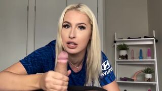 Petite blonde is having her way with a big dick after winning the trophy