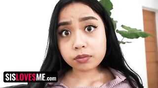The lucky guy fucks his stepsister Luna Mills to keep her secret