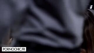Hot girls fuck with a young man in an intense orgy scene