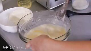 Czech MILF Florane Russell and stepdaughter Jenny Wild in a steamy kitchen encounter