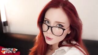 The slutty secretary fucks her boss after working hours and gets paid with cum