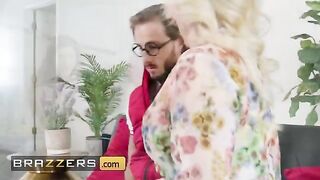 The hot milf next door, Morgan Taylor, gives her neighbor a lesson on kissing