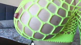 Big natural tits give great pleasure in green