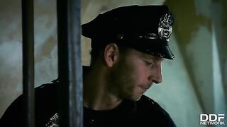 Hardcore threesome in the police station with Rosella Visconti