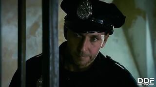 Hardcore threesome in the police station with Rosella Visconti