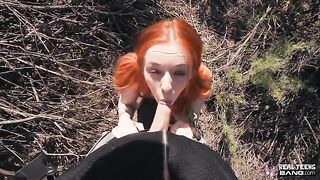 Ginger teen Madi Collins flashes her small boobs and gets fucked hard