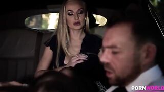 The driver got fucked with the busty bombshell and her friend