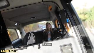 Jayla De Angelis gives the cabbie a blowjob while wearing black leather gloves in this steamy scene