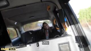 Jayla De Angelis gives the cabbie a blowjob while wearing black leather gloves in this steamy scene