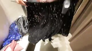 Choosing NY`s clothes ends with a cumshot on her tits in the fitting room