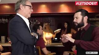 Two stunning ladies with huge boobs getting fucked by their boss