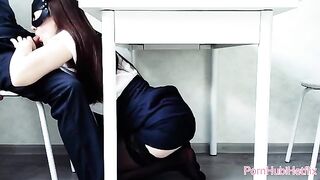 She gave her boss a blowjob and got fucked hard