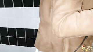 Pervert dude fucked brunette bitch in the public toilet