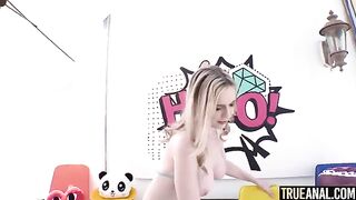 Hot blondie Rebel Rhyder gets her asshole gapped hard in intense anal action
