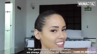 Skinny brunette teen Andreina De Luxe shakes big booty on a huge cock