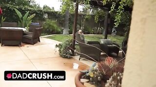 Fit babe lets pervert stepdad finger and fuck her by the pool
