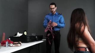 A naughty woman was caught by the TSA agent at the airport with her toys