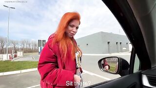 A stranger swallowed the dick right in the street car