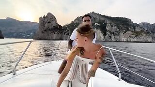 Petite babe enjoys captain’s pleasure on a boat tour