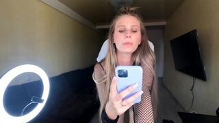A hot blondie is having sex right in front of the phone camera