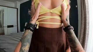 A young girl has sex with her boyfriend and swallows his cum