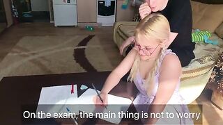 A shy student couldn’t resist her tutor, unbuttoned her jeans, and took things further