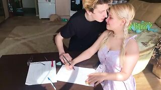 A shy student couldn’t resist her tutor, unbuttoned her jeans, and took things further