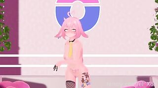 A virtual YouTuber tries anal for the first time with a butt plug