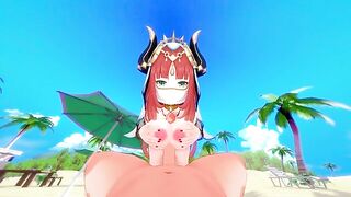 The girl is having fun with the beautiful Nilou from Genshin Impact