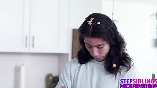 The guy is fucking his hot stepsis Kyler Quinn in the kitchen