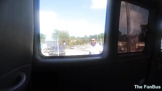 Queen Rogue's big ass shakes on the fan bus with intensity