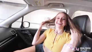 Laney Grey, the beautiful teen with a bubble butt, gets her hairy pussy railed