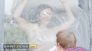 Hot lingerie model Ruby Sims fucks her window cleaner